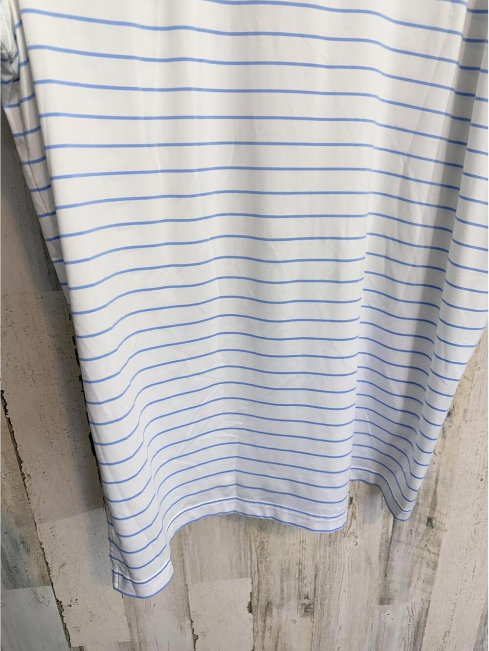 Peter Millar Polo Shirt Men's XL White Blue Stripe Performance Transmiss Logo - Picture 12 of 14